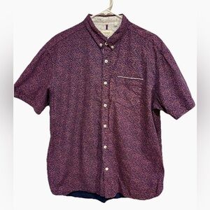 7 Diamonds Shirt Men's XL Purple Floral Southern Nights 100% Cotton Short Sleeve